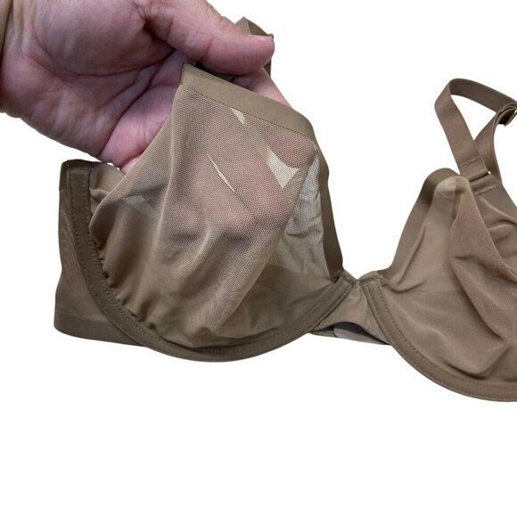 CUUP Bra Mesh 34E The Plunge Tan Underwire Sheer Sexy See Through Nude - Picture 3 of 7